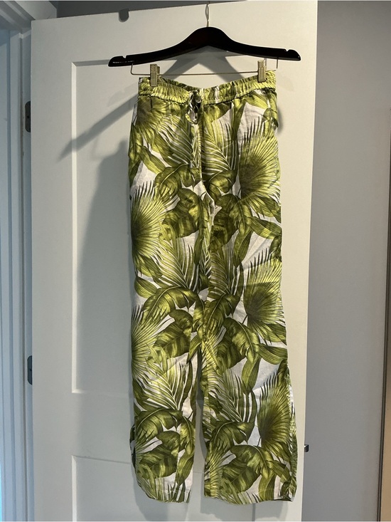 Tommy Bahama Pants - Tommy Bahama White Linen Pants with Green Palm Print